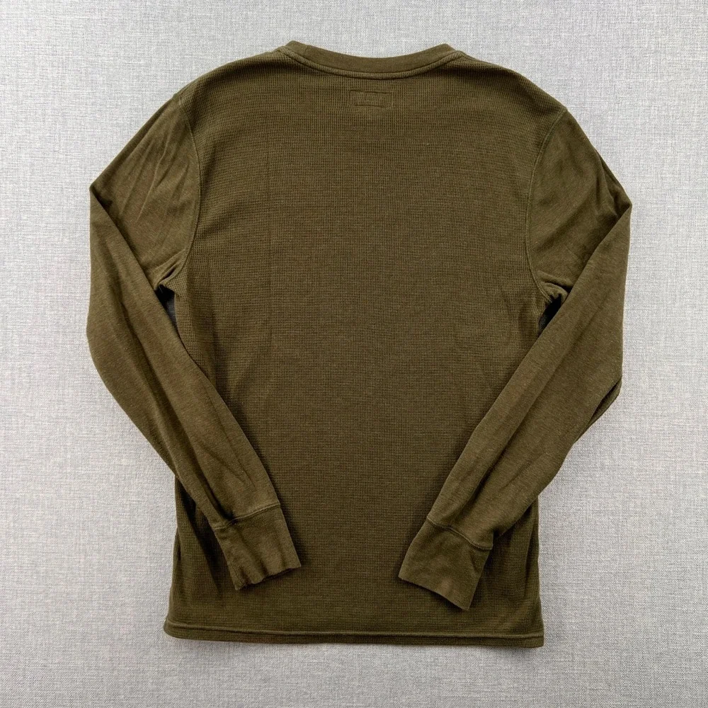 Polo Ralph Lauren Waffle Knit Thermal Long Sleeve Shirt Mens Medium Olive Green